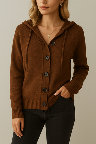 Relaxed Hooded Knit Cardigan – Soft, Cozy & Layer-Ready