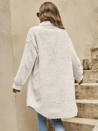 Button-Down Teddy Knit Long Cardigan | Lisda