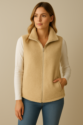 Zipper Pocket Fleece Vest | Nadine