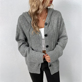 Relaxed Hooded Knit Cardigan – Soft, Cozy & Layer-Ready